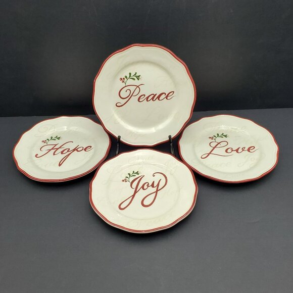 Better Homes and Gardens Heritage Collection Holiday Sentiments Dessert Plates - Picture 1 of 8